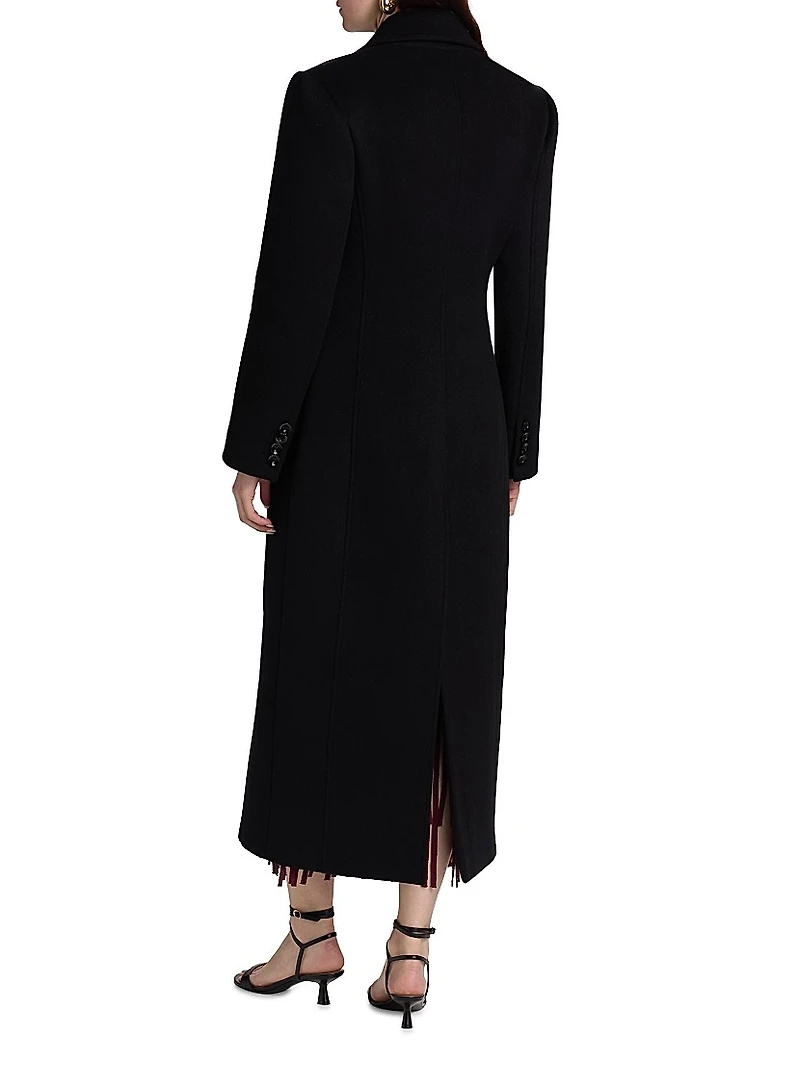 Bria Strong-Shoulder Double-Breasted Coat