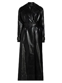 Chloe Croc-Embossed Faux Leather Trench Coat