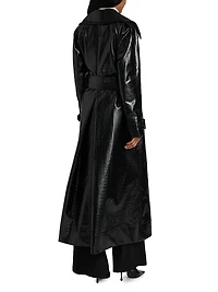 Chloe Croc-Embossed Faux Leather Trench Coat