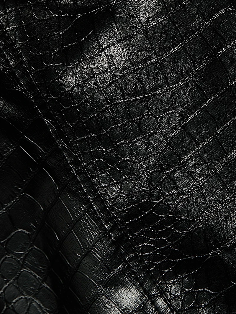 Chloe Croc-Embossed Faux Leather Trench Coat
