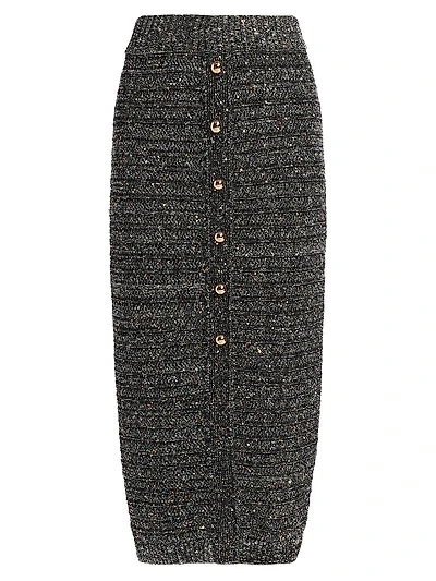 Tani Sequin Button-Front Midi-Skirt