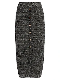 Tani Sequin Button-Front Midi-Skirt
