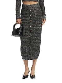 Tani Sequin Button-Front Midi-Skirt