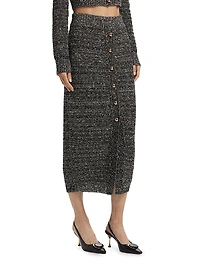 Tani Sequin Button-Front Midi-Skirt