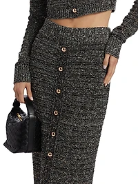 Tani Sequin Button-Front Midi-Skirt