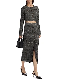 Tani Sequin Button-Front Midi-Skirt