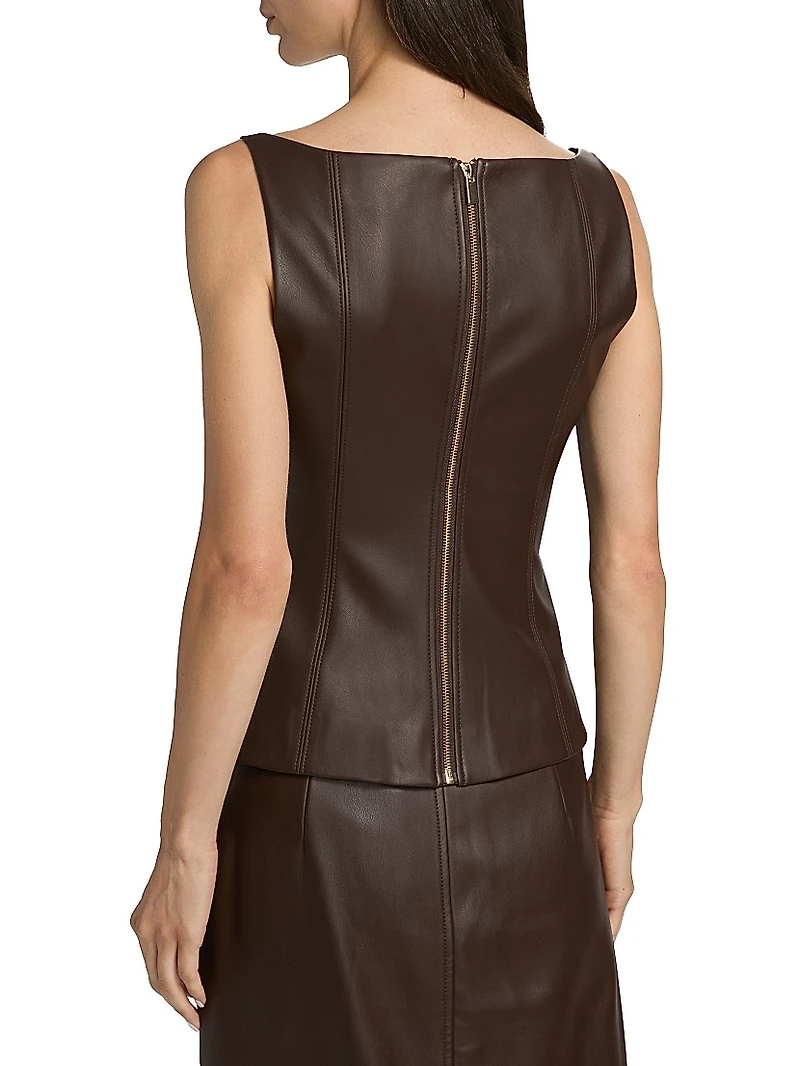 Bibi Sculpted Faux Leather Tank