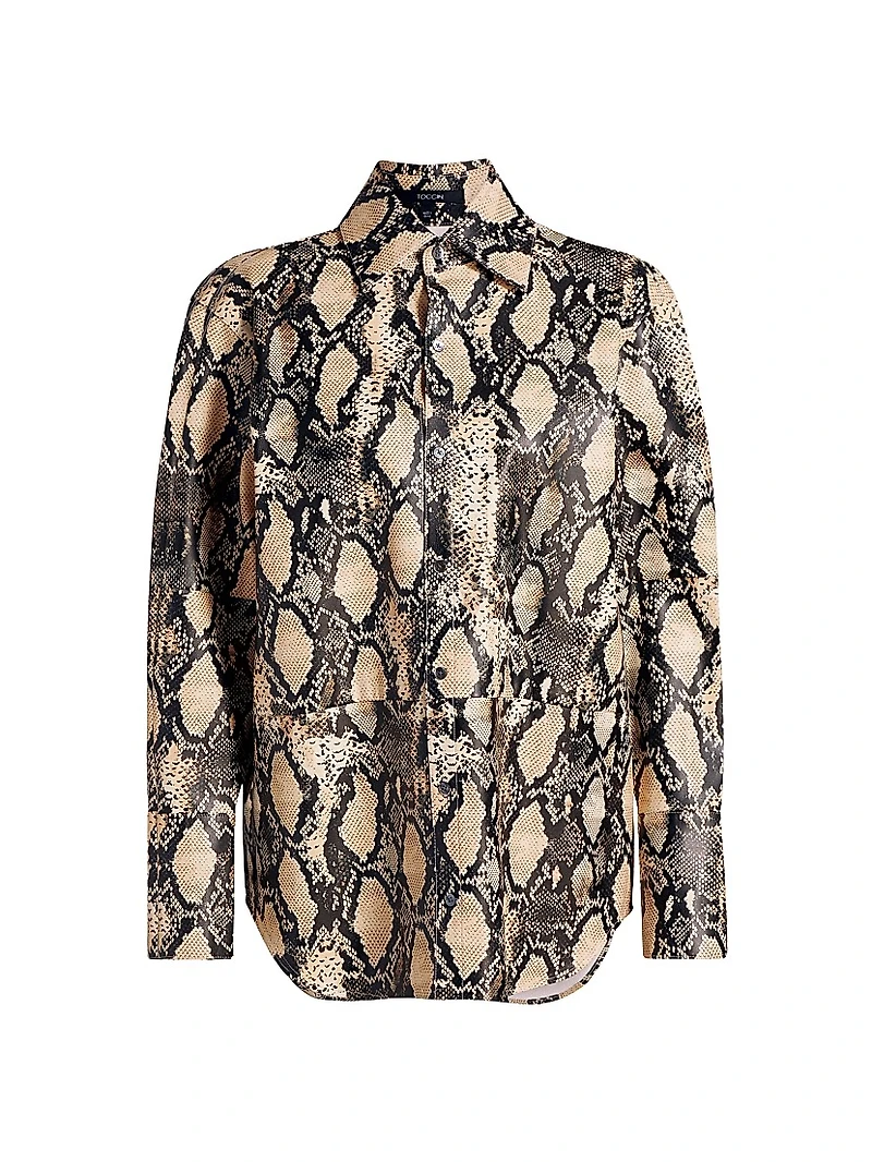 Kali Snakeskin Faux Leather Boyfriend Shirt
