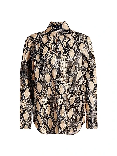 Kali Snakeskin Faux Leather Boyfriend Shirt
