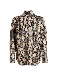 Kali Snakeskin Faux Leather Boyfriend Shirt