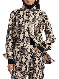 Kali Snakeskin Faux Leather Boyfriend Shirt