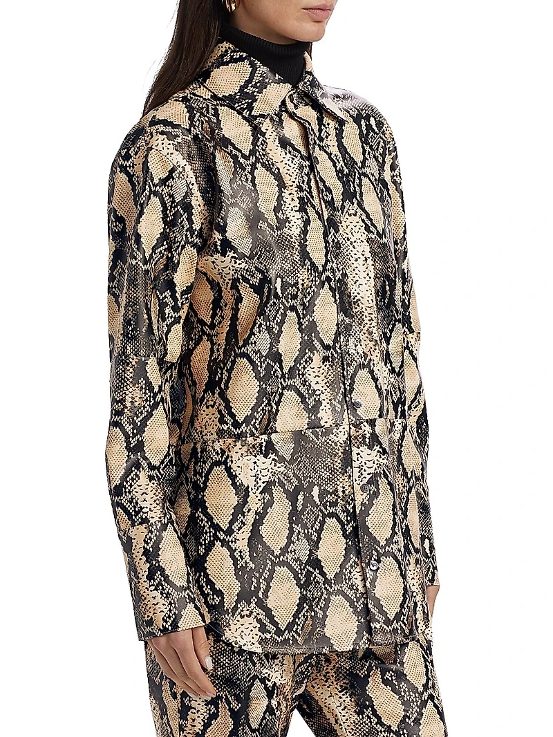 Kali Snakeskin Faux Leather Boyfriend Shirt