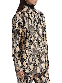 Kali Snakeskin Faux Leather Boyfriend Shirt