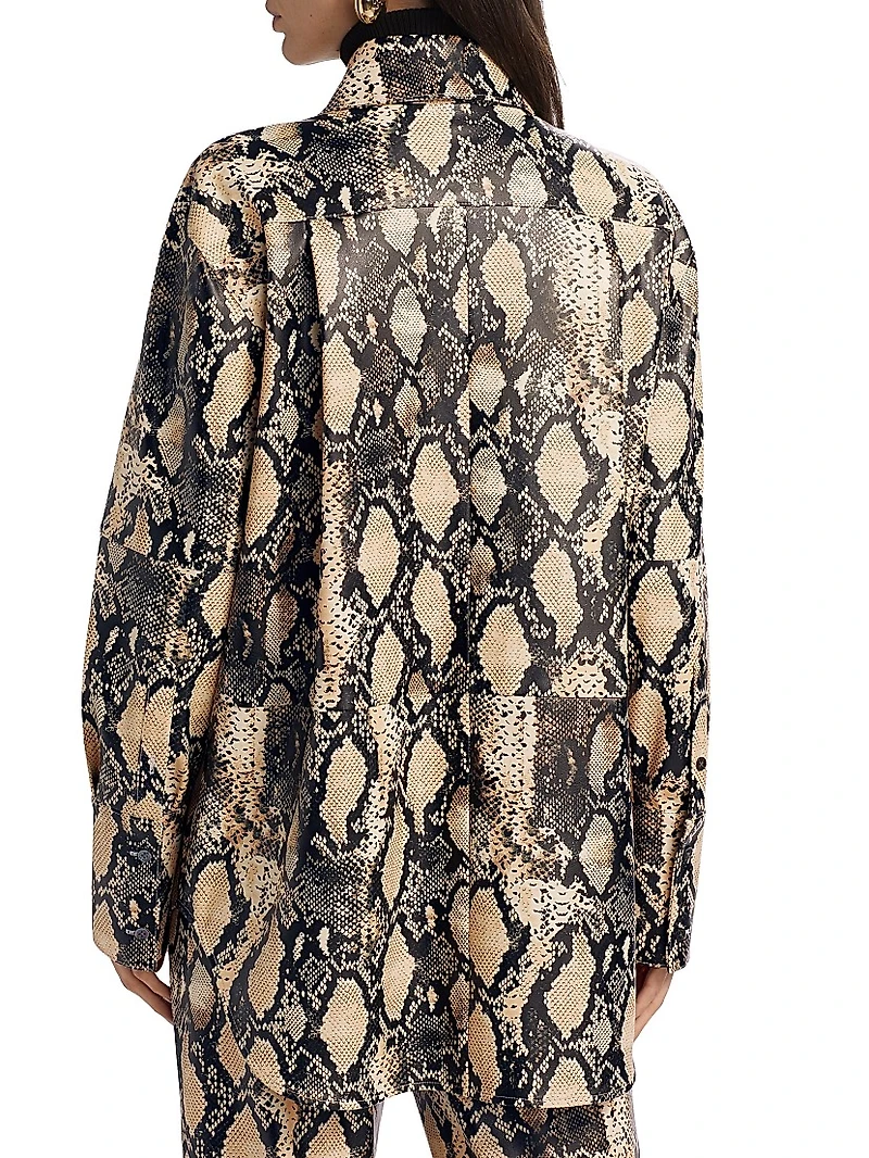 Kali Snakeskin Faux Leather Boyfriend Shirt
