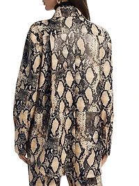 Kali Snakeskin Faux Leather Boyfriend Shirt