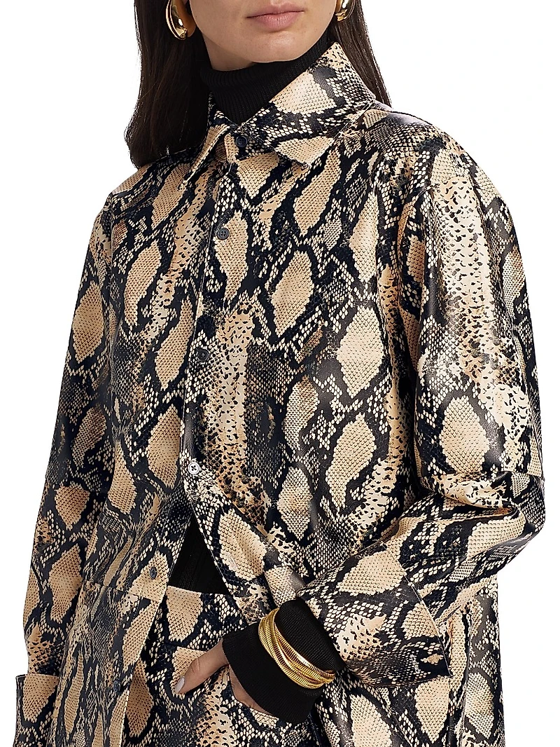 Kali Snakeskin Faux Leather Boyfriend Shirt
