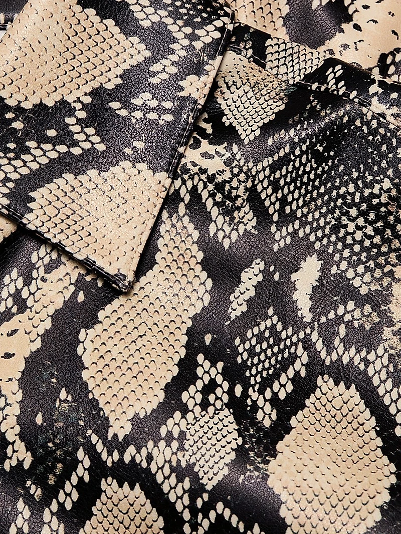 Kali Snakeskin Faux Leather Boyfriend Shirt