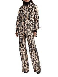 Kali Snakeskin Faux Leather Boyfriend Shirt