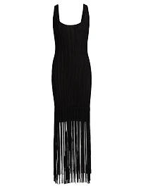 Lorelai Fringe-Trim Scoopneck Maxi Dress