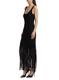 Lorelai Fringe-Trim Scoopneck Maxi Dress