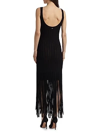 Lorelai Fringe-Trim Scoopneck Maxi Dress