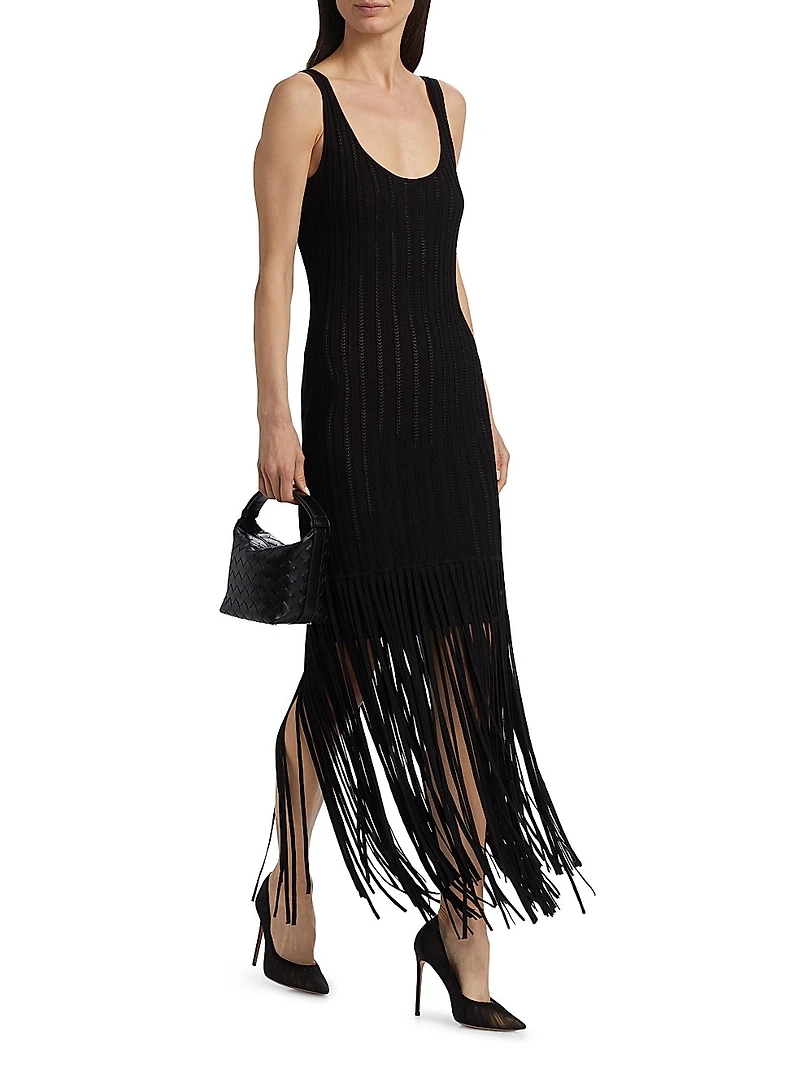 Lorelai Fringe-Trim Scoopneck Maxi Dress
