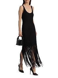 Lorelai Fringe-Trim Scoopneck Maxi Dress