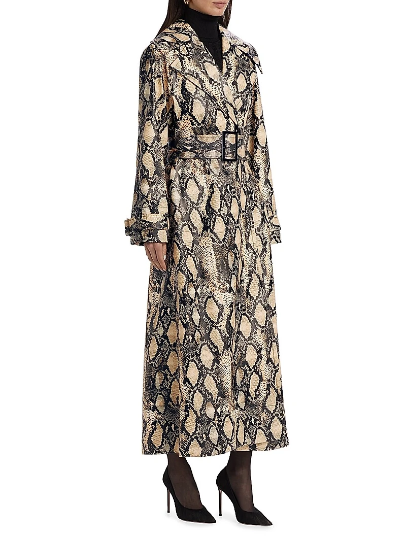 Chloe Snakeskin Faux Leather Trench Coat