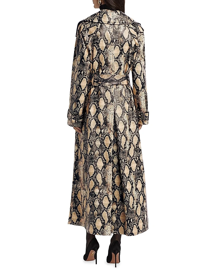 Chloe Snakeskin Faux Leather Trench Coat