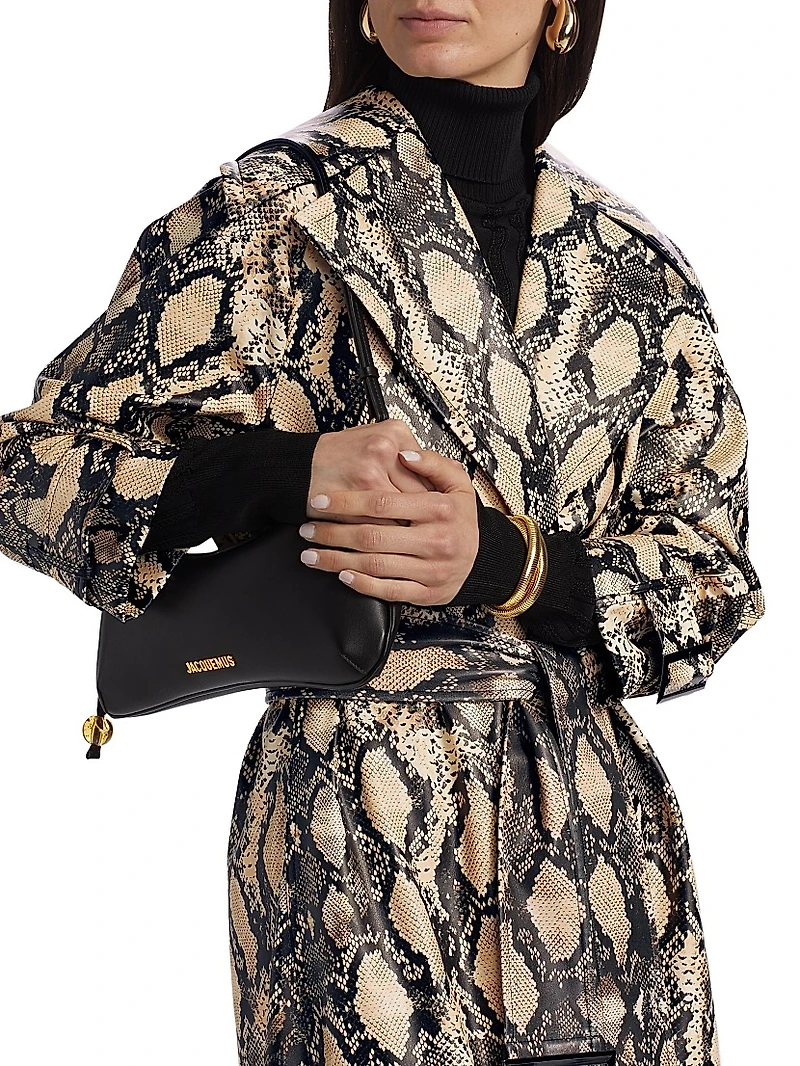 Chloe Snakeskin Faux Leather Trench Coat