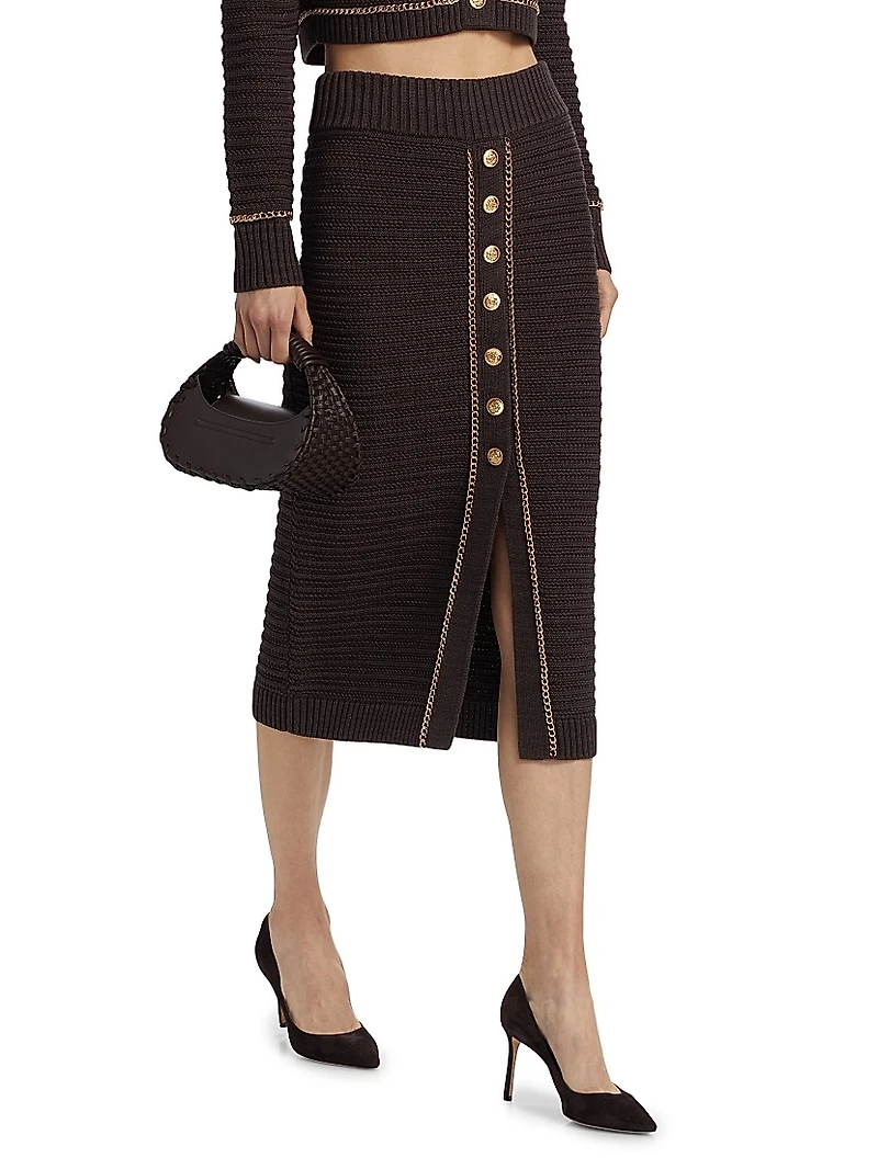 Tani Chain Cotton Midi-Skirt