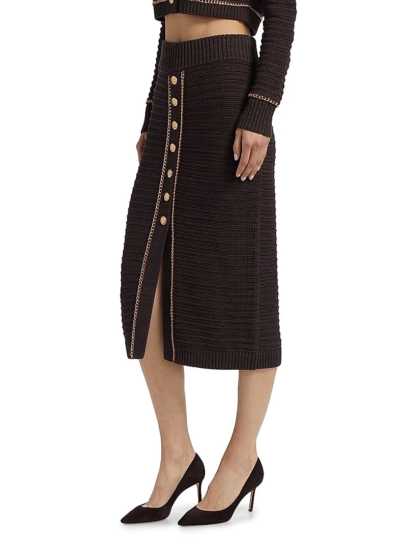 Tani Chain Cotton Midi-Skirt