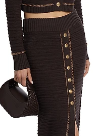 Tani Chain Cotton Midi-Skirt