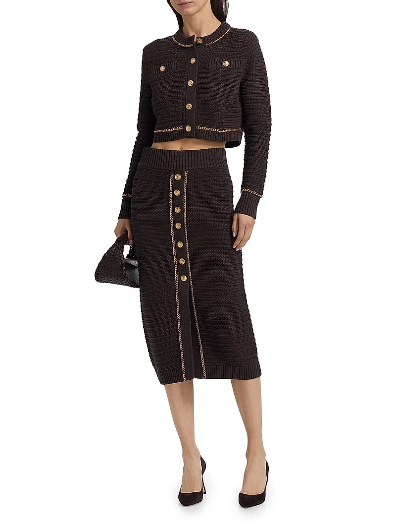 Tani Chain Cotton Midi-Skirt