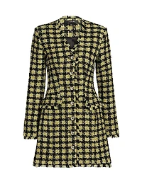 Mallory Strong-Shoulder Tweed Dress