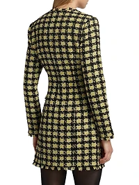 Mallory Strong-Shoulder Tweed Dress