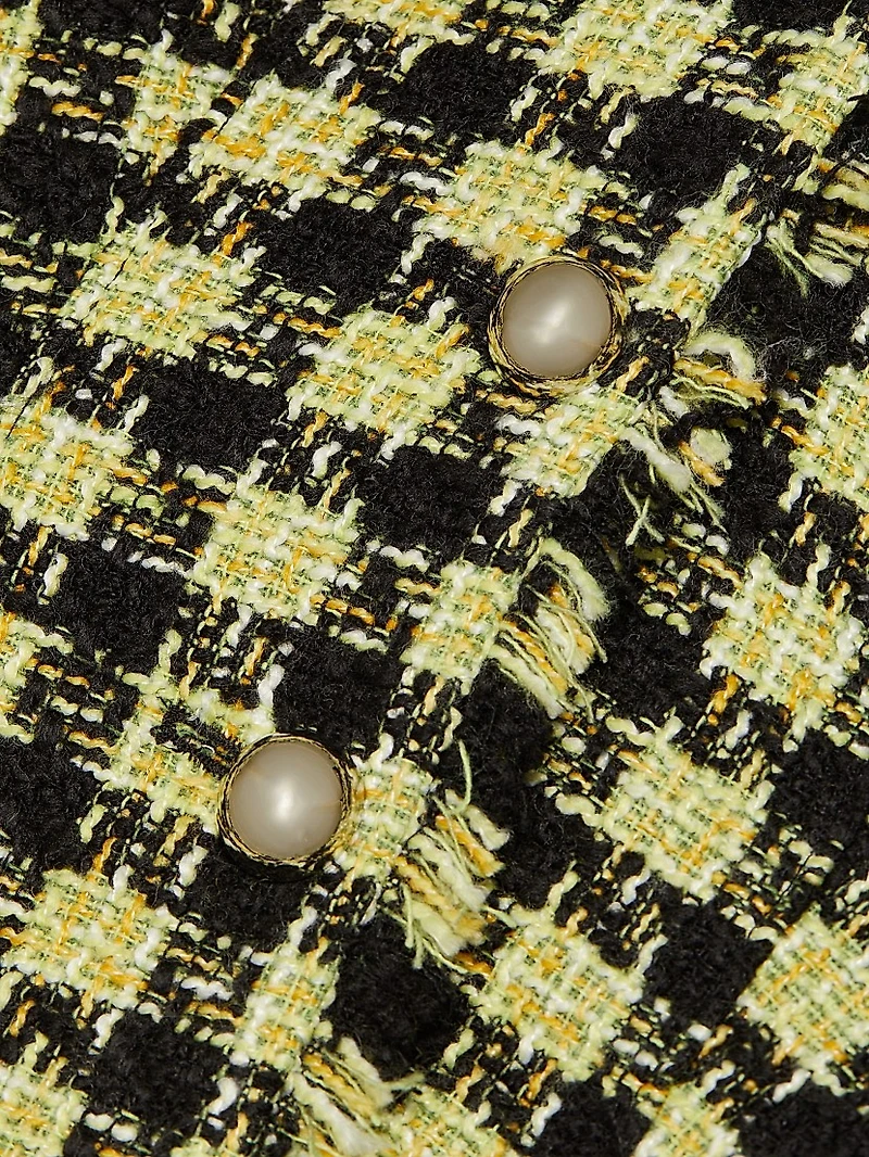 Mallory Strong-Shoulder Tweed Dress