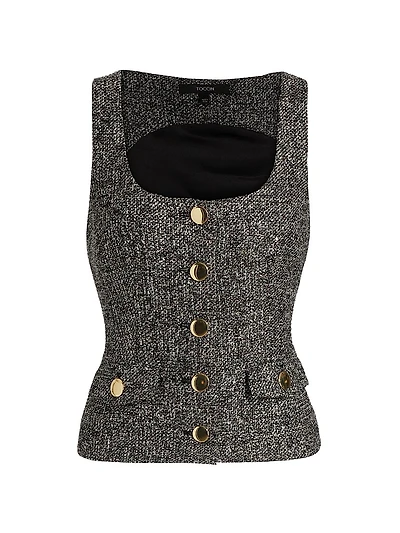 Georgia Tweed Button-Front Top