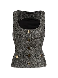Georgia Tweed Button-Front Top