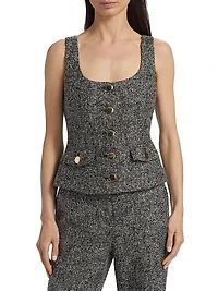Georgia Tweed Button-Front Top