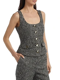Georgia Tweed Button-Front Top