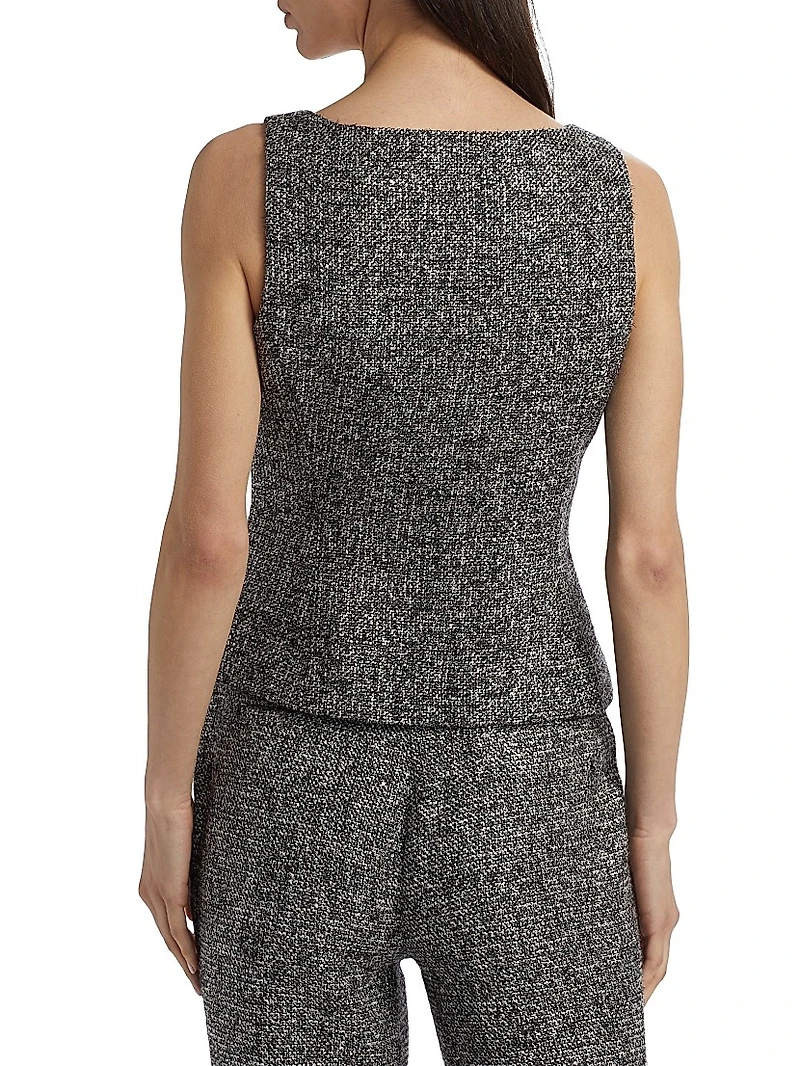 Georgia Tweed Button-Front Top