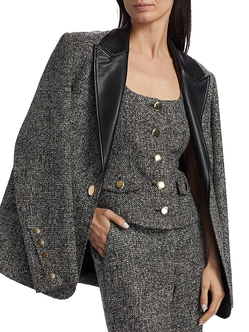 Georgia Tweed Button-Front Top