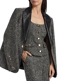 Georgia Tweed Button-Front Top