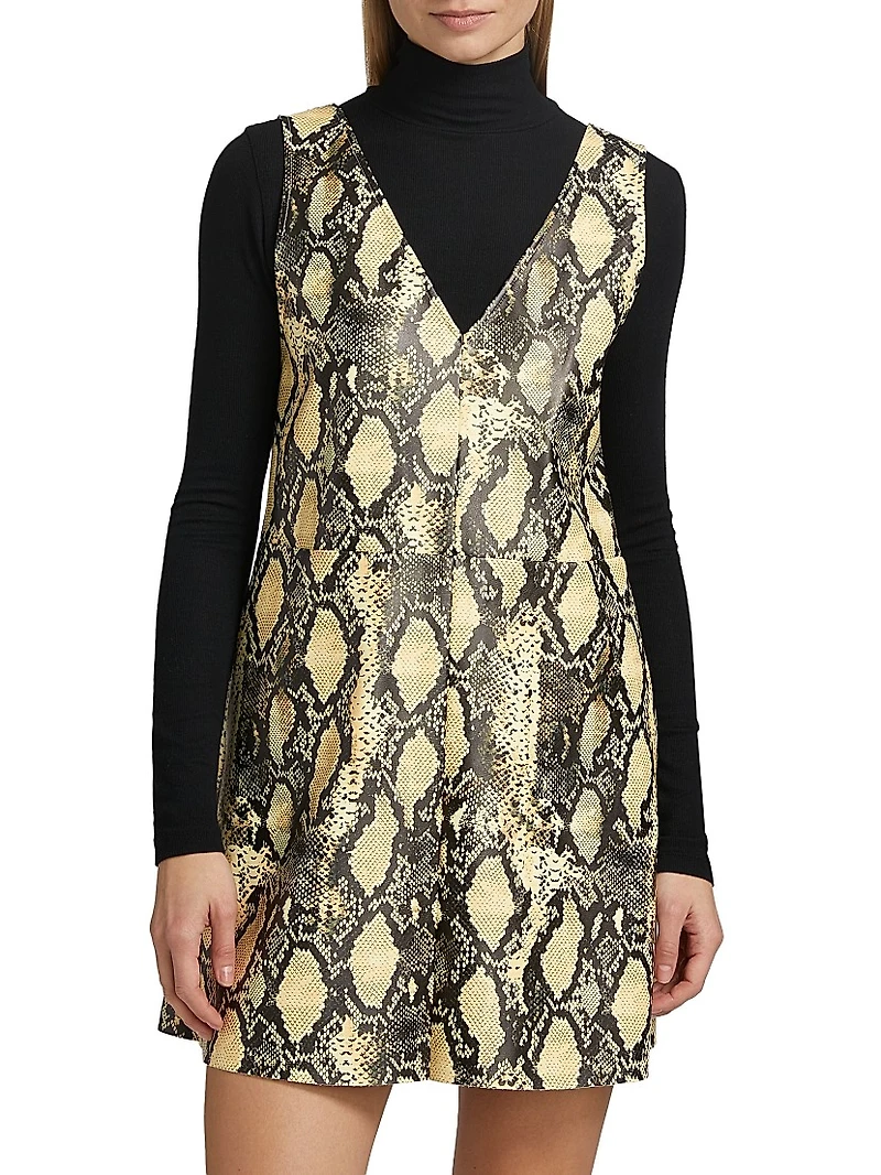 Malia Snakeskin Faux Leather Shift Dress