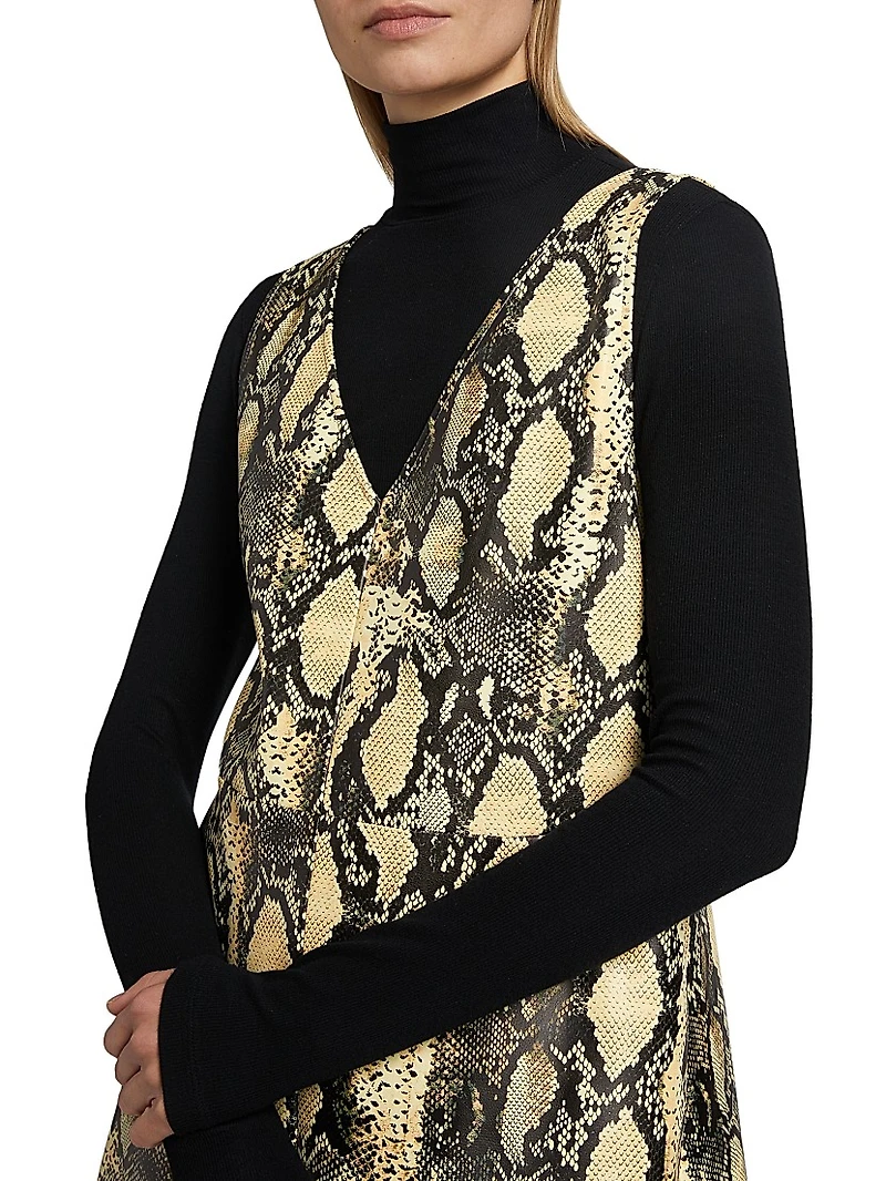 Malia Snakeskin Faux Leather Shift Dress