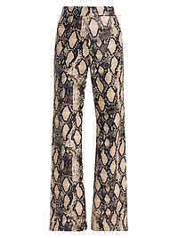 Gaia Snakeskin-Embossed Vegan Leather Pants