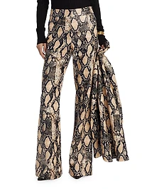 Gaia Snakeskin-Embossed Vegan Leather Pants