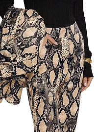 Gaia Snakeskin-Embossed Vegan Leather Pants