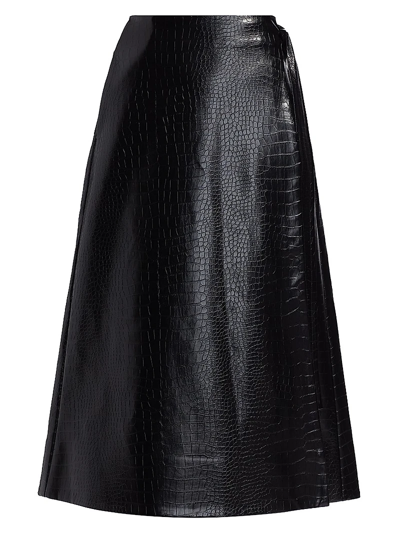 Beatrice Vegan Leather Wrap Skirt